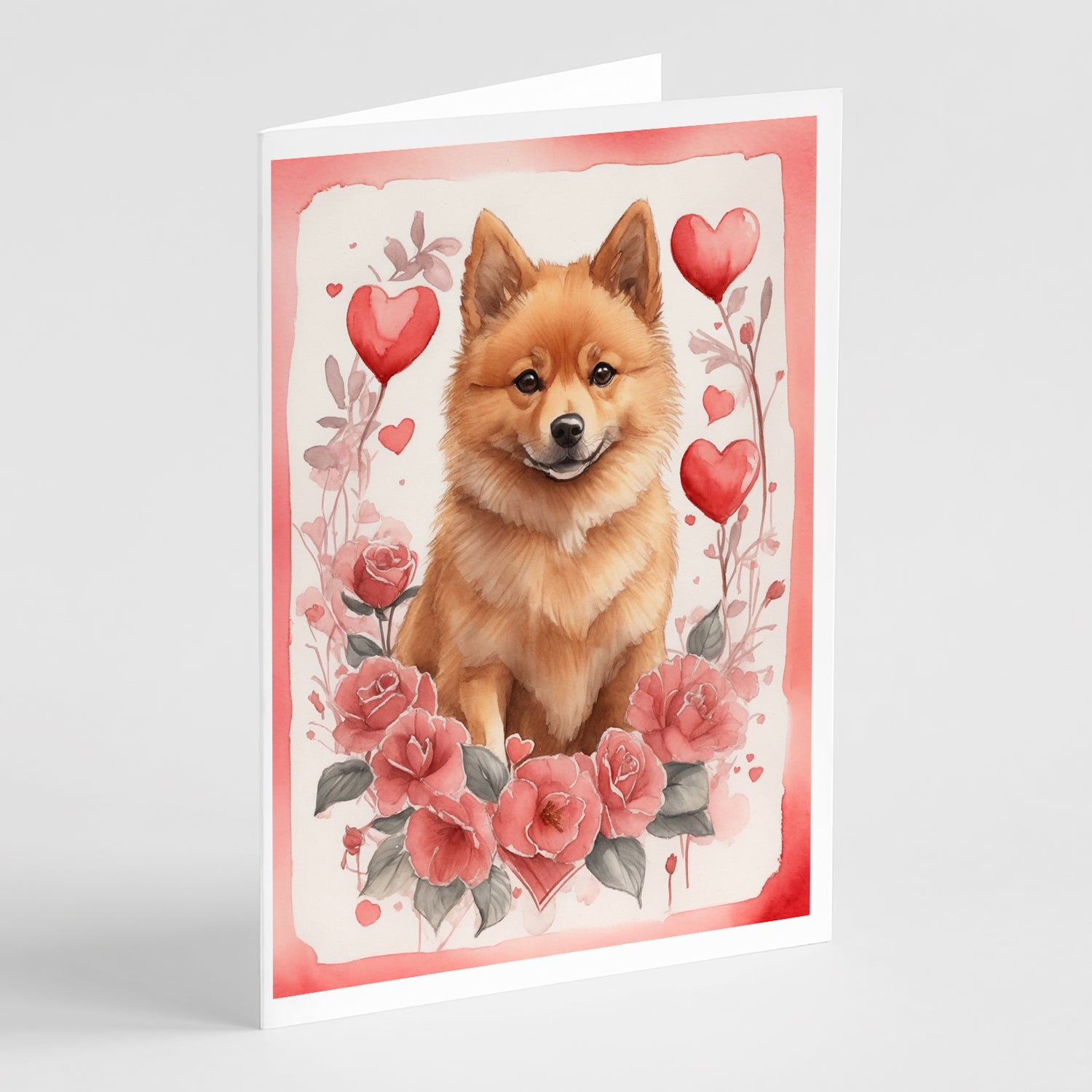 Buy this Finnish Spitz Valentine Roses Greeting Cards Pack of 8