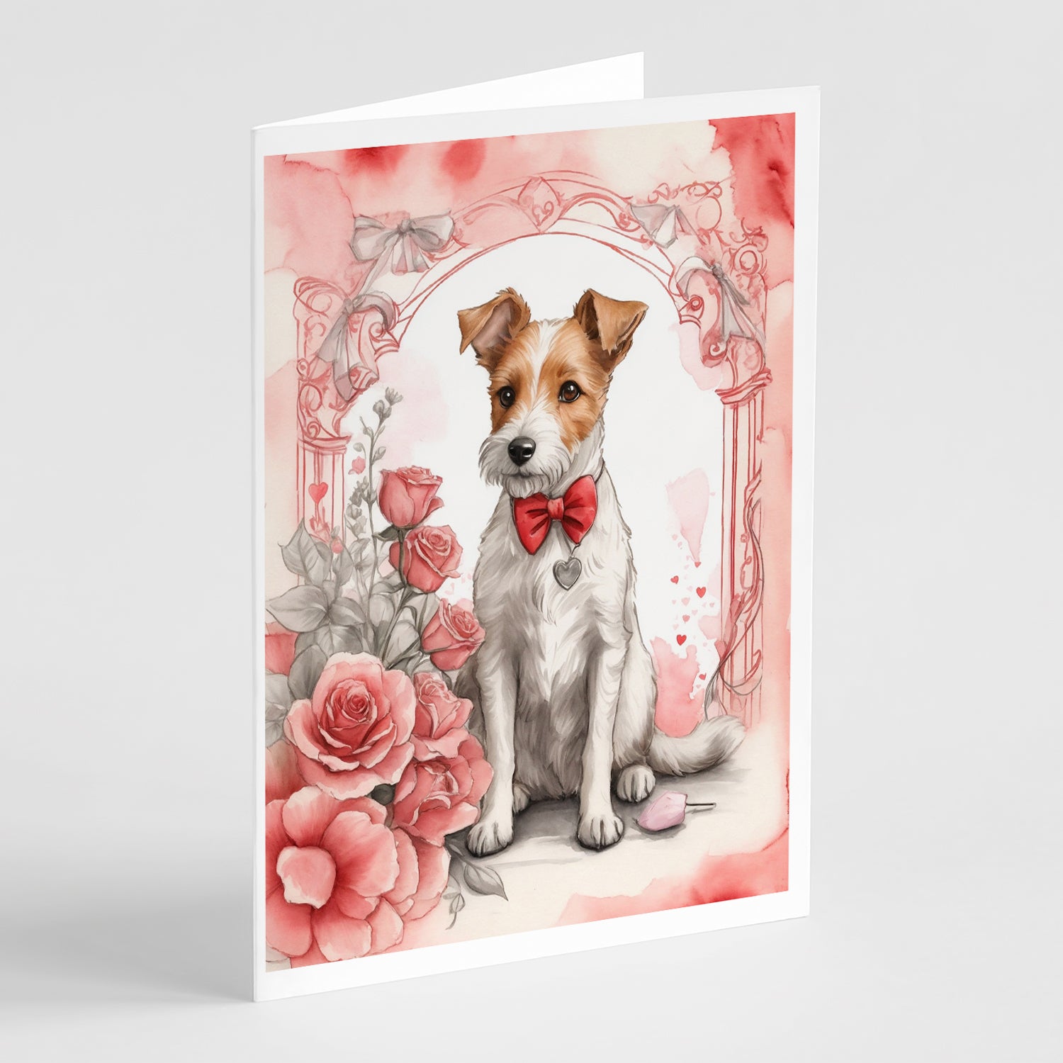 Buy this Fox Terrier Valentine Roses Greeting Cards Pack of 8