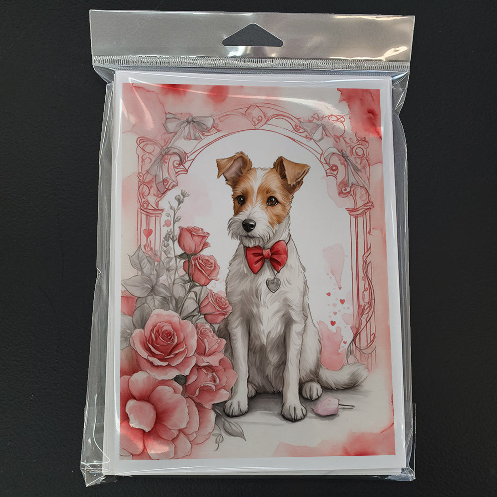 Fox Terrier Valentine Roses Greeting Cards Pack of 8