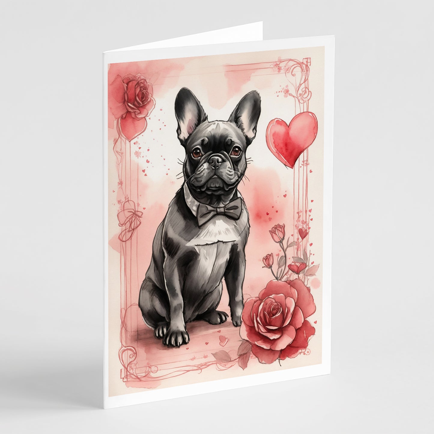 Buy this French Bulldog Valentine Roses Greeting Cards Pack of 8