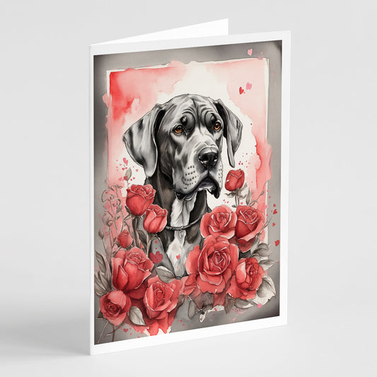 Buy this Great Dane Valentine Roses Greeting Cards Pack of 8