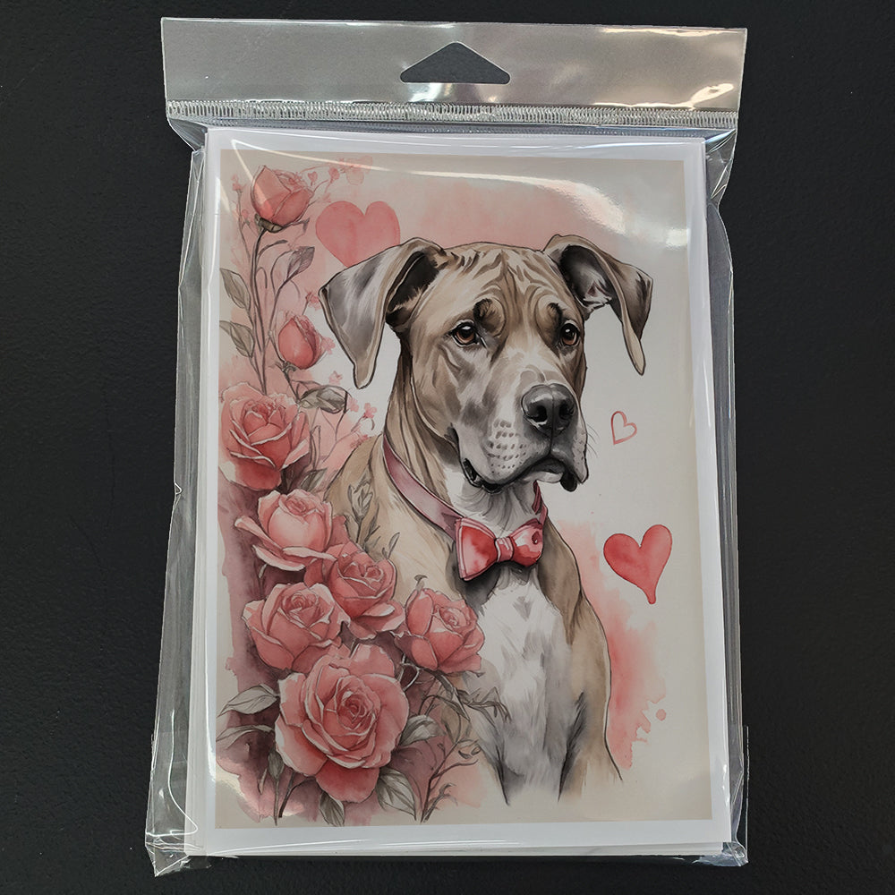 Great Dane Valentine Roses Greeting Cards Pack of 8