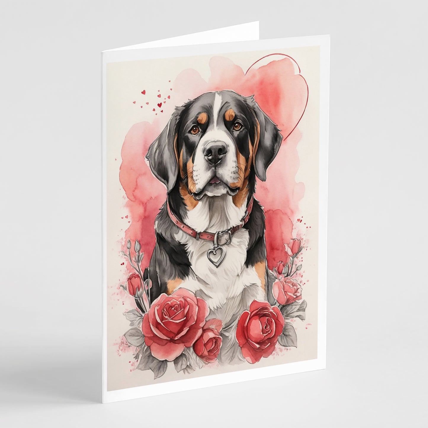 Buy this Greater Swiss Mountain Dog Valentine Roses Greeting Cards Pack of 8