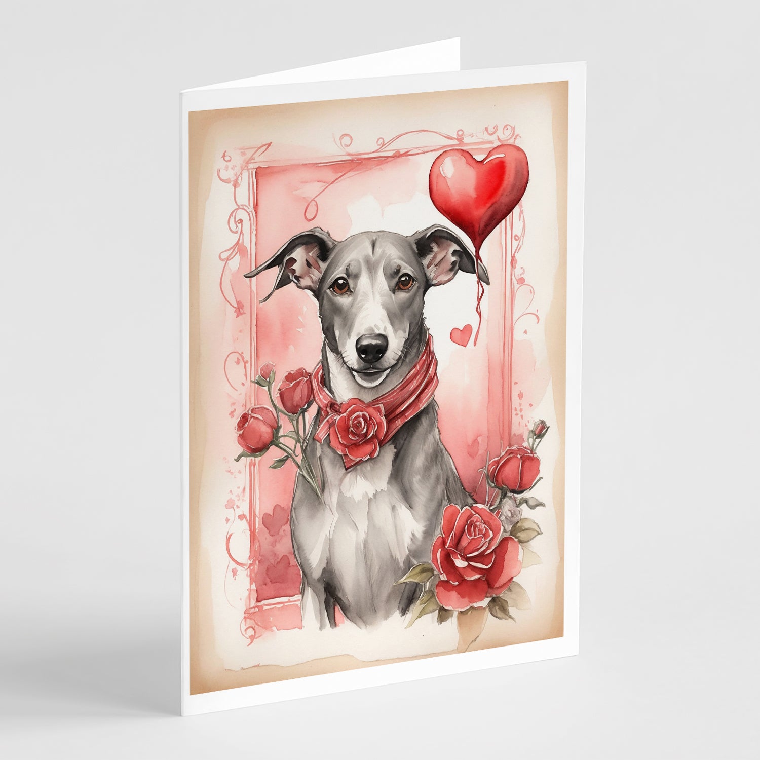 Buy this Greyhound Valentine Roses Greeting Cards Pack of 8