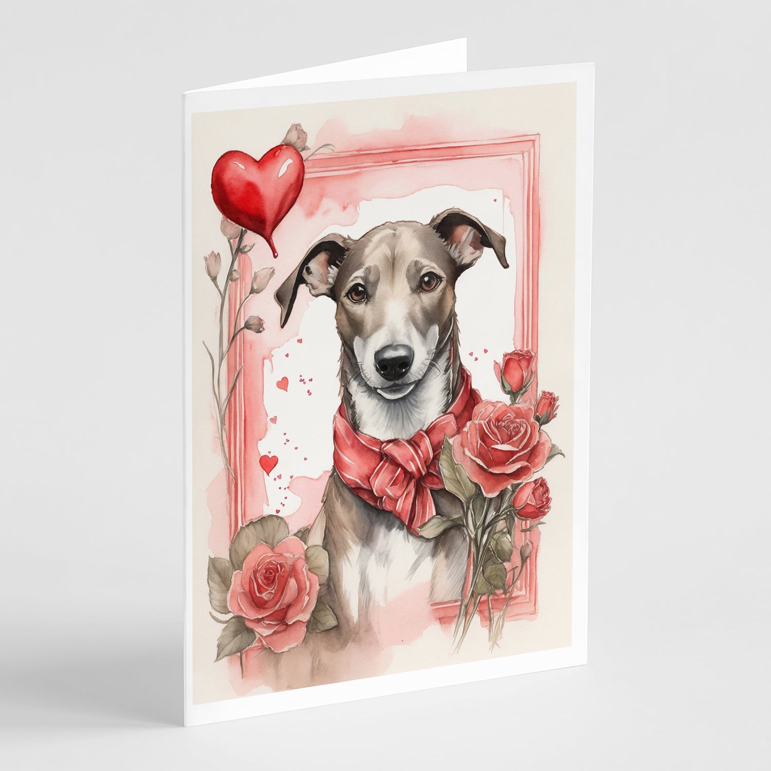 Buy this Greyhound Valentine Roses Greeting Cards Pack of 8