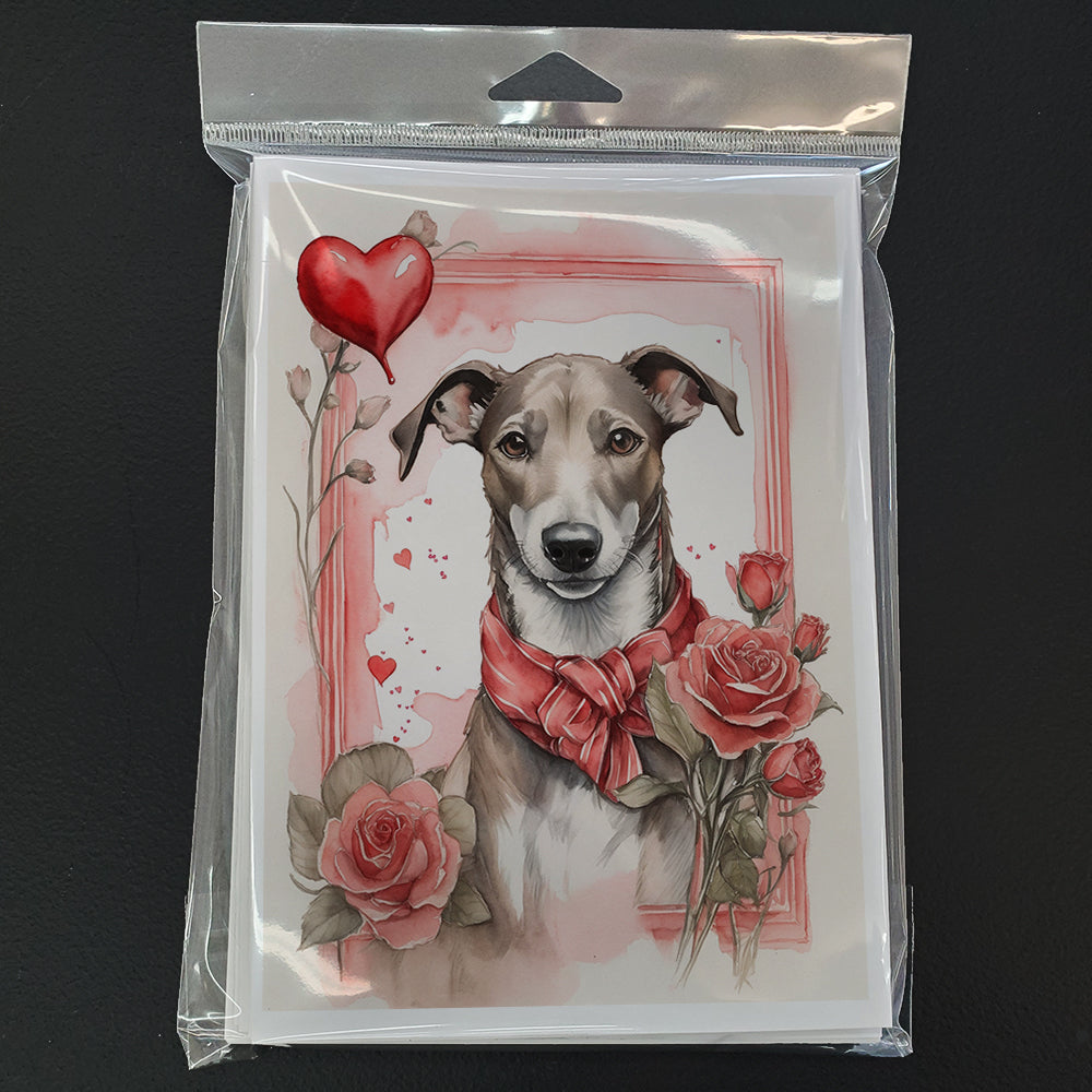 Greyhound Valentine Roses Greeting Cards Pack of 8