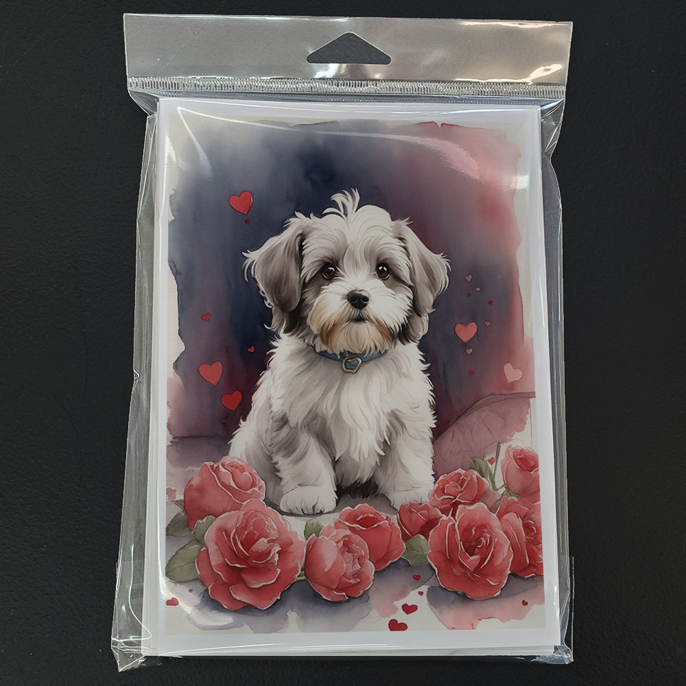 Havanese Valentine Roses Greeting Cards Pack of 8