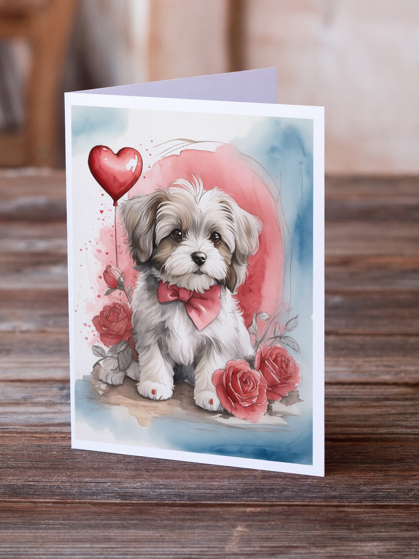 Havanese Valentine Roses Greeting Cards Pack of 8