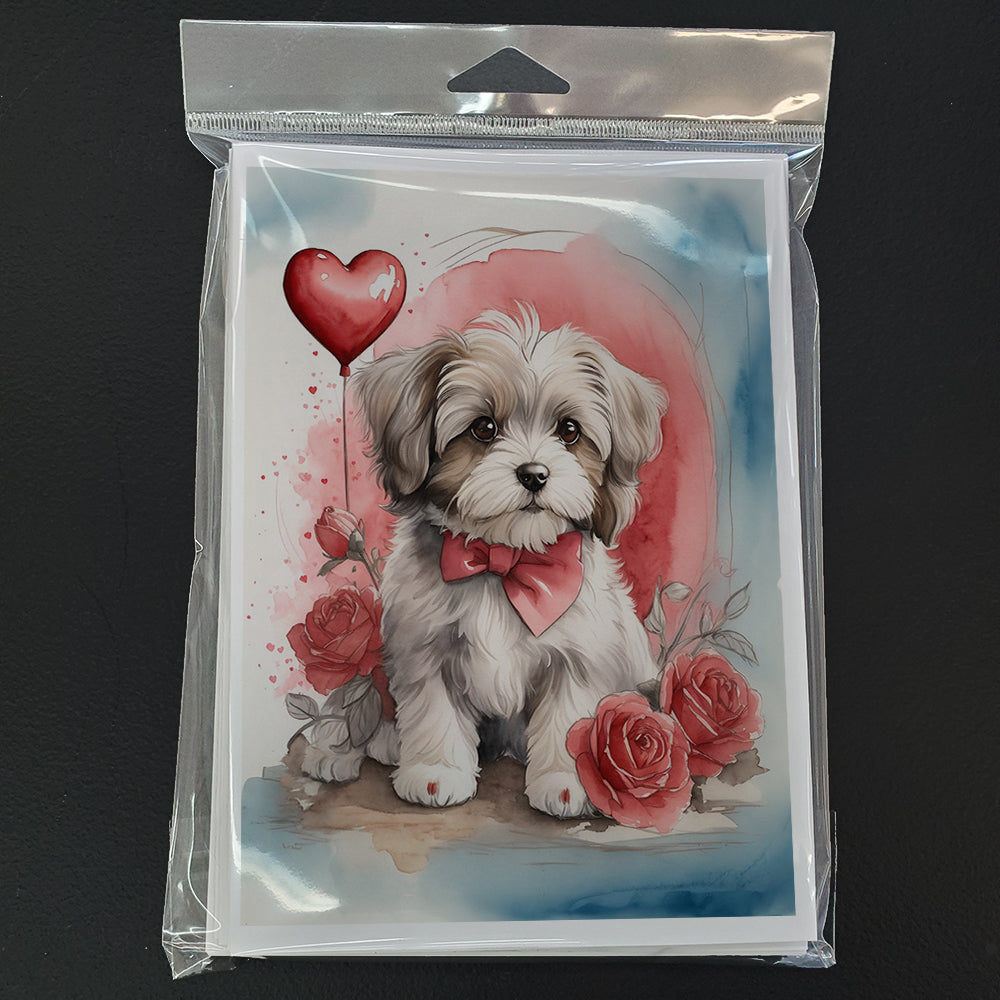 Havanese Valentine Roses Greeting Cards Pack of 8