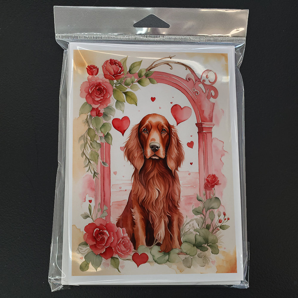 Irish Setter Valentine Roses Greeting Cards Pack of 8