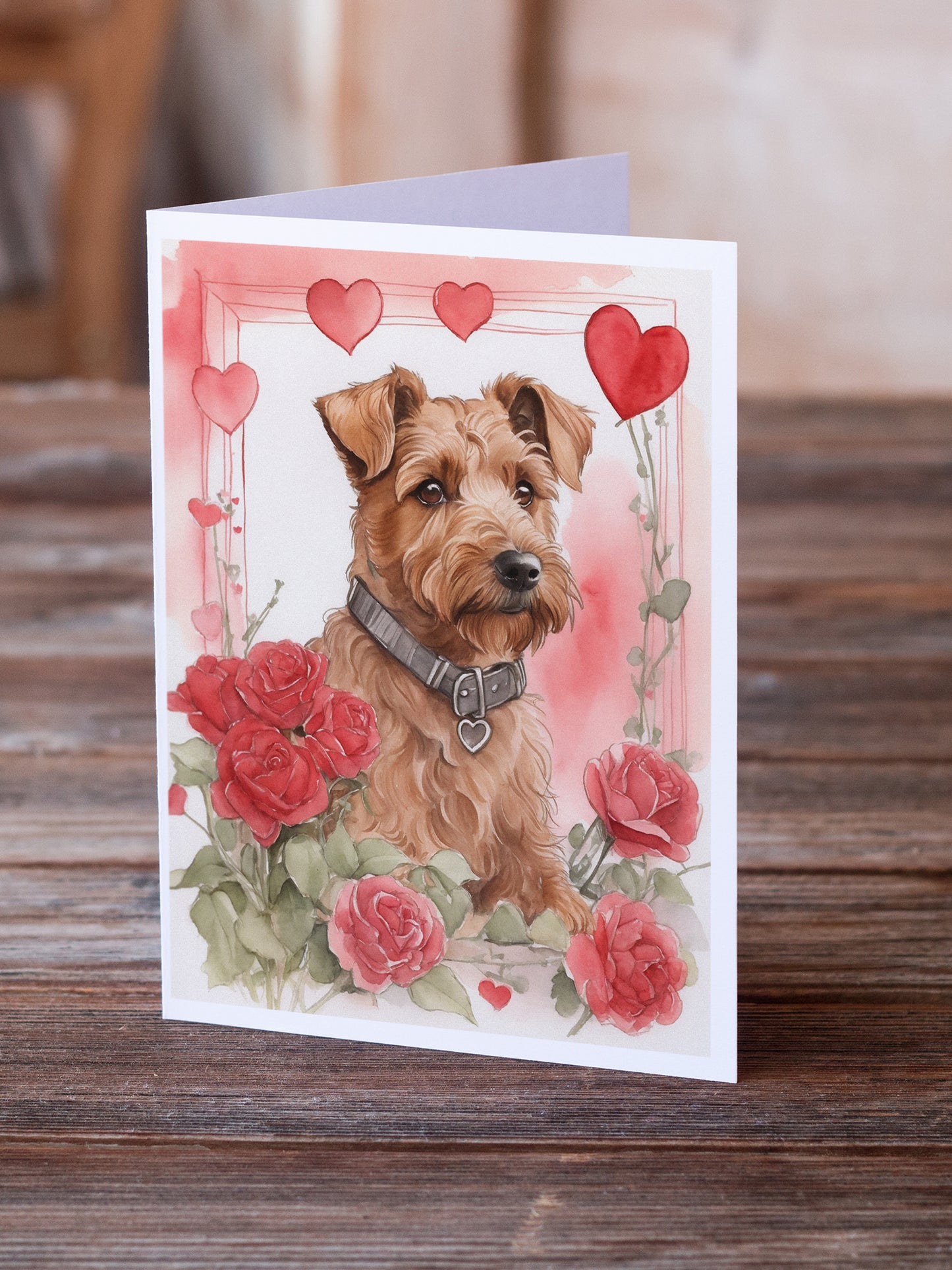 Irish Terrier Valentine Roses Greeting Cards Pack of 8