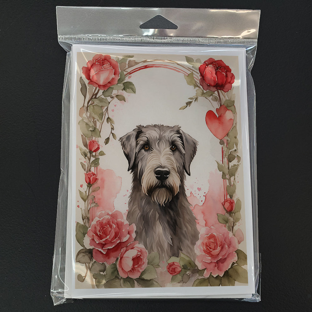 Irish Wolfhound Valentine Roses Greeting Cards Pack of 8