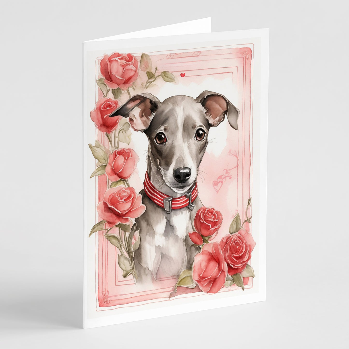 Buy this Italian Greyhound Valentine Roses Greeting Cards Pack of 8