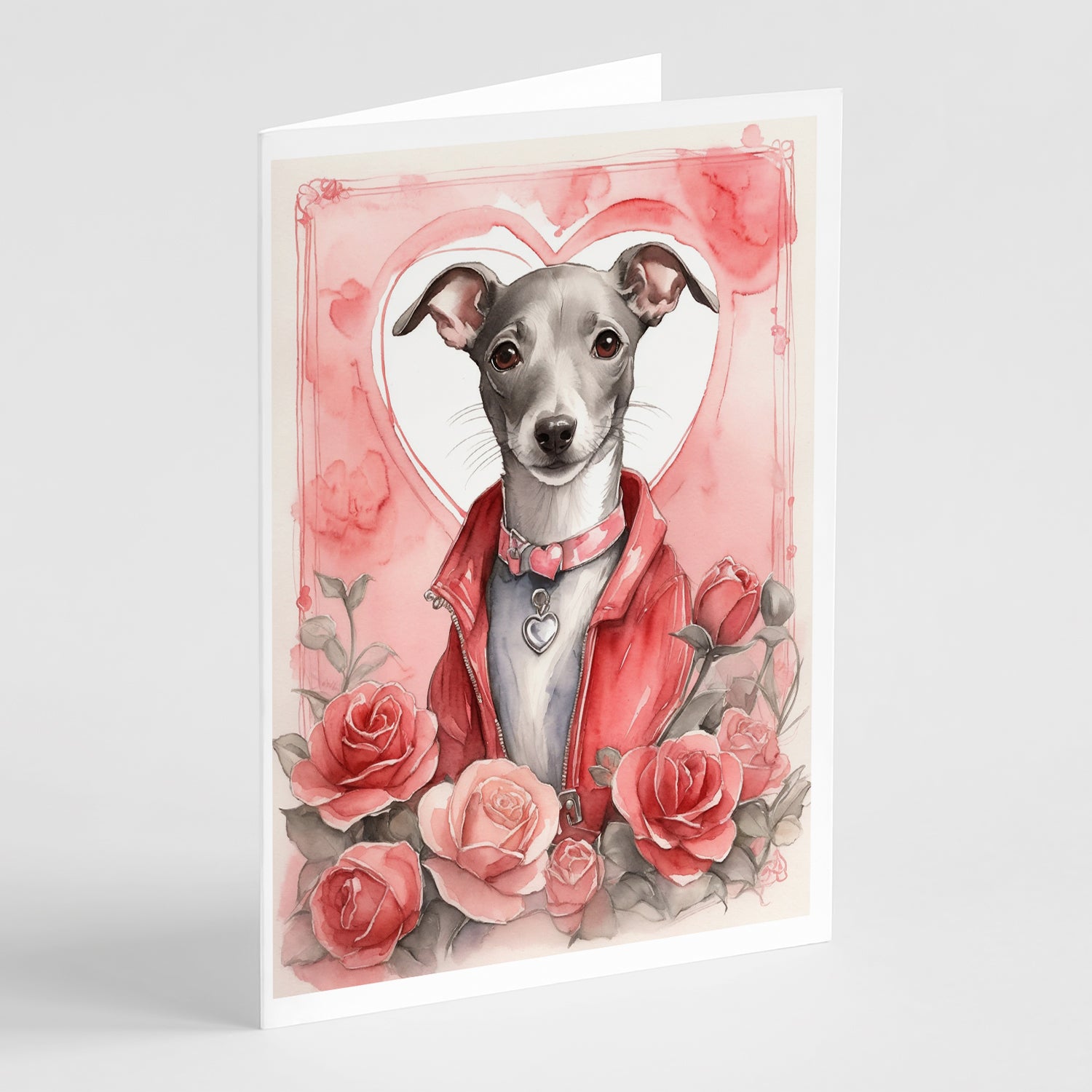 Buy this Italian Greyhound Valentine Roses Greeting Cards Pack of 8