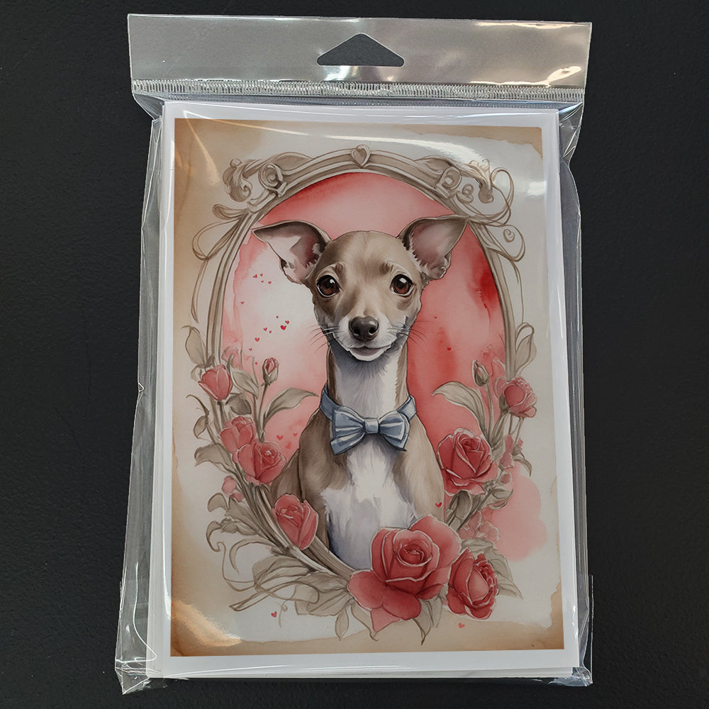 Italian Greyhound Valentine Roses Greeting Cards Pack of 8