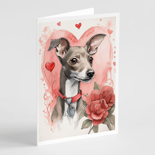 Buy this Italian Greyhound Valentine Roses Greeting Cards Pack of 8