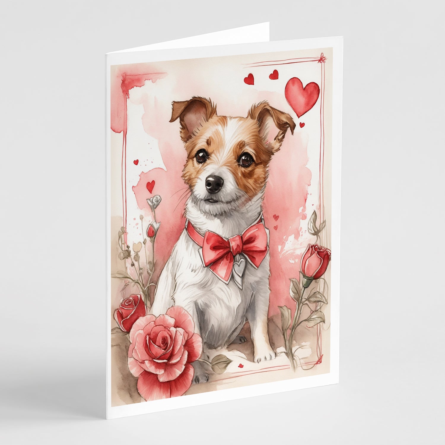 Buy this Jack Russell Terrier Valentine Roses Greeting Cards Pack of 8