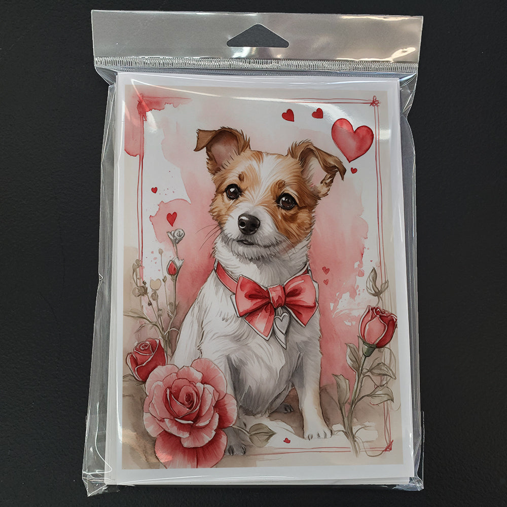 Jack Russell Terrier Valentine Roses Greeting Cards Pack of 8