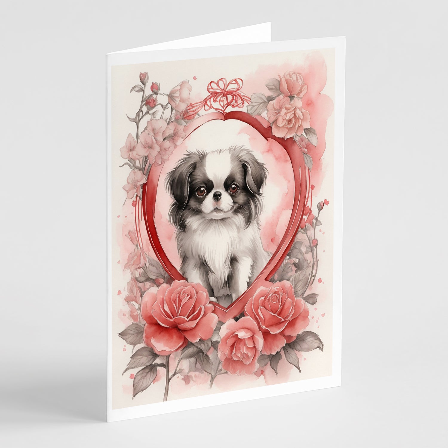 Buy this Japanese Chin Valentine Roses Greeting Cards Pack of 8