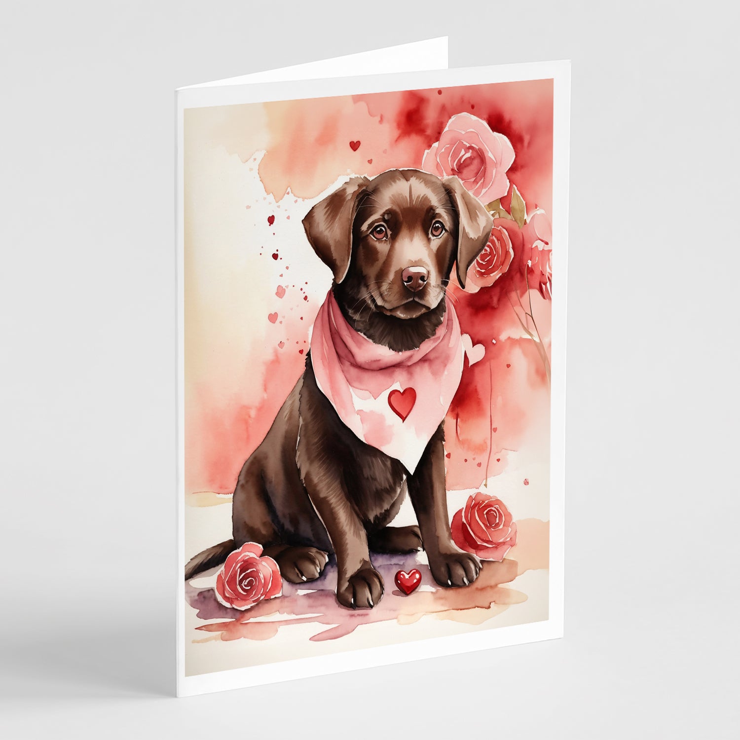 Buy this Chocolate Labrador Retriever Valentine Roses Greeting Cards Pack of 8