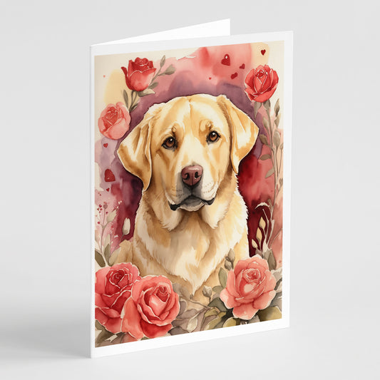 Buy this Yellow Labrador Retriever Valentine Roses Greeting Cards Pack of 8