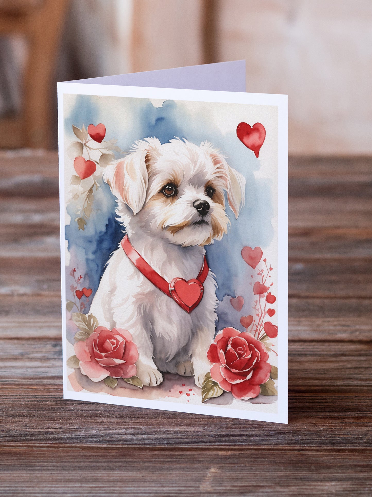 Maltese Valentine Roses Greeting Cards Pack of 8