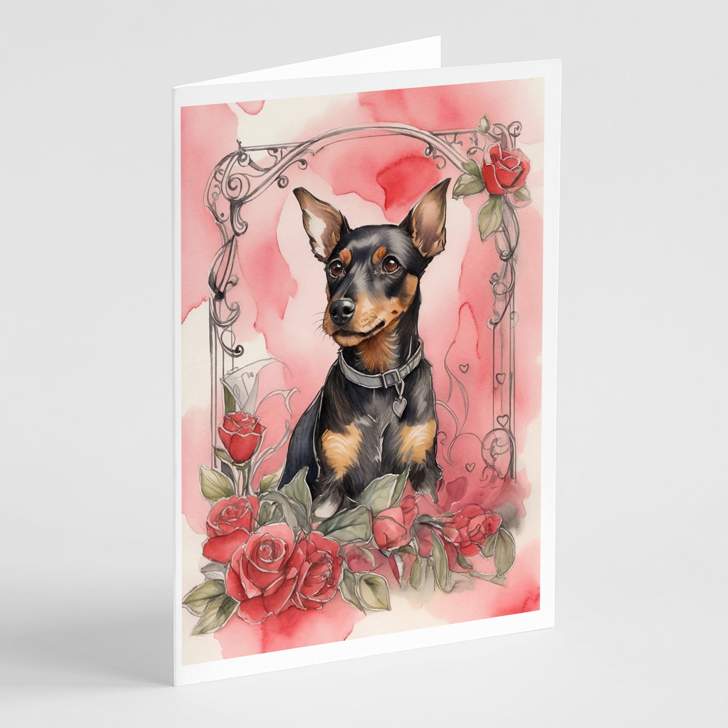 Buy this Manchester Terrier Valentine Roses Greeting Cards Pack of 8