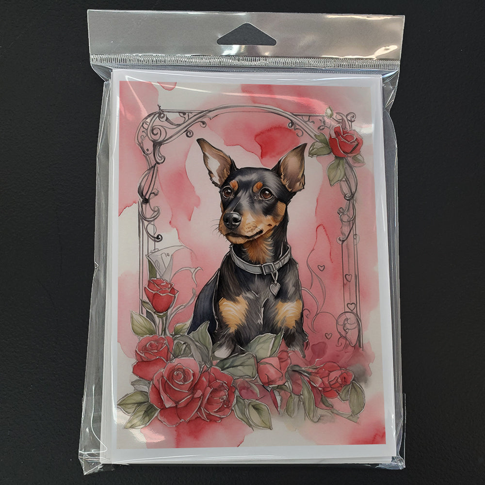 Manchester Terrier Valentine Roses Greeting Cards Pack of 8