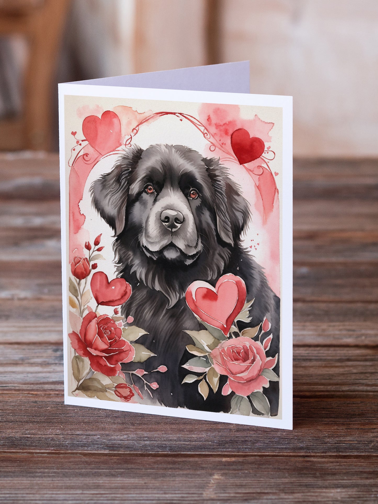 Newfoundland Valentine Roses Greeting Cards Pack of 8