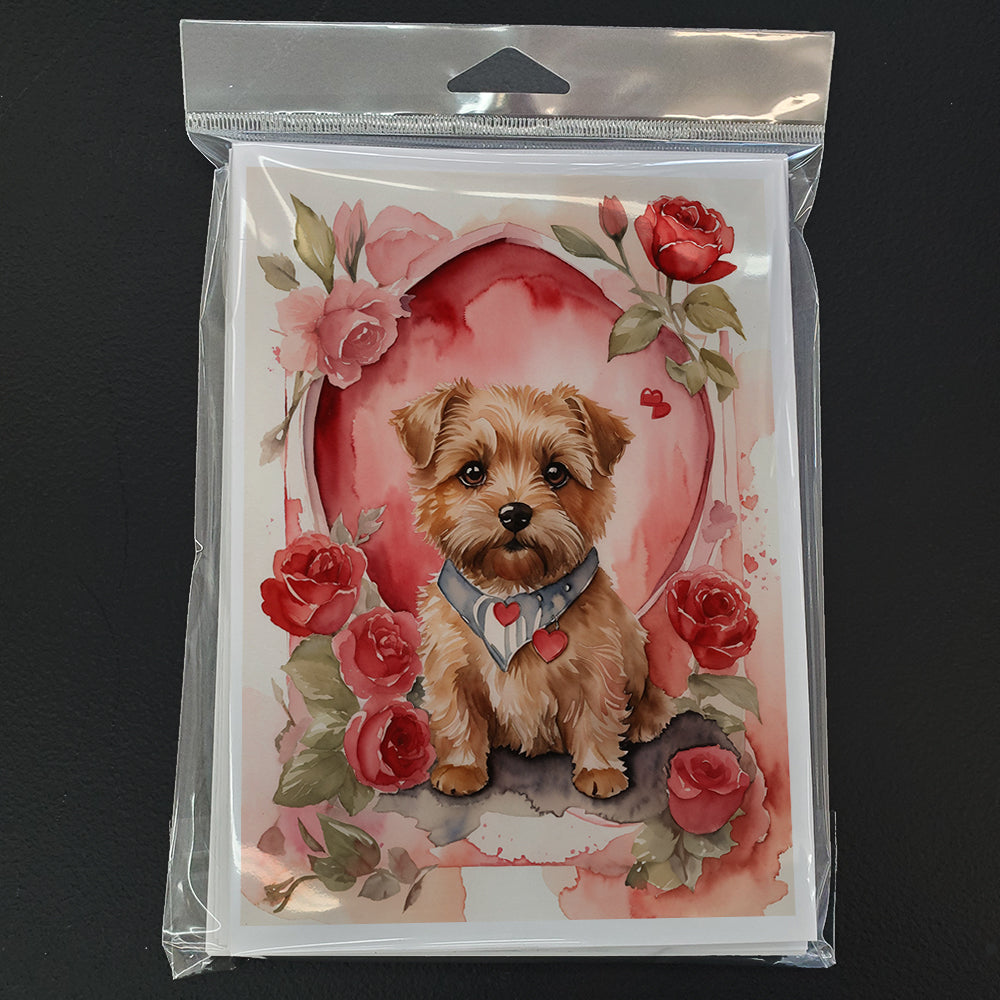 Norfolk Terrier Valentine Roses Greeting Cards Pack of 8