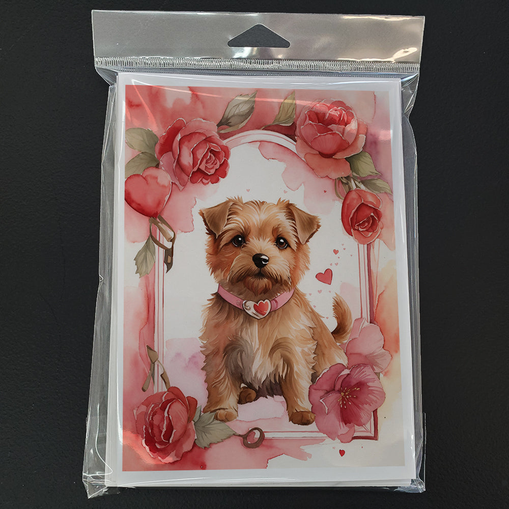 Norfolk Terrier Valentine Roses Greeting Cards Pack of 8