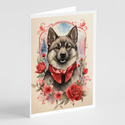 Buy this Norwegian Elkhound Valentine Roses Greeting Cards Pack of 8