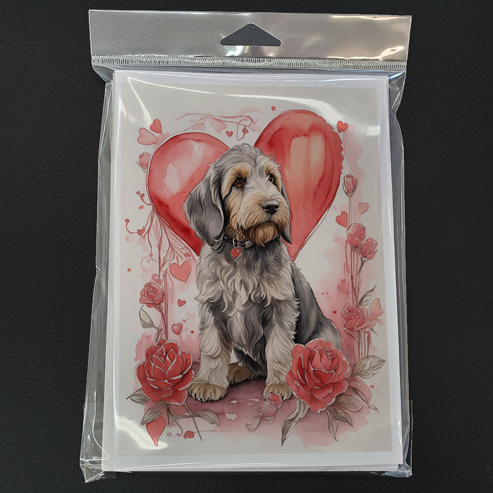 Otterhound Valentine Roses Greeting Cards Pack of 8