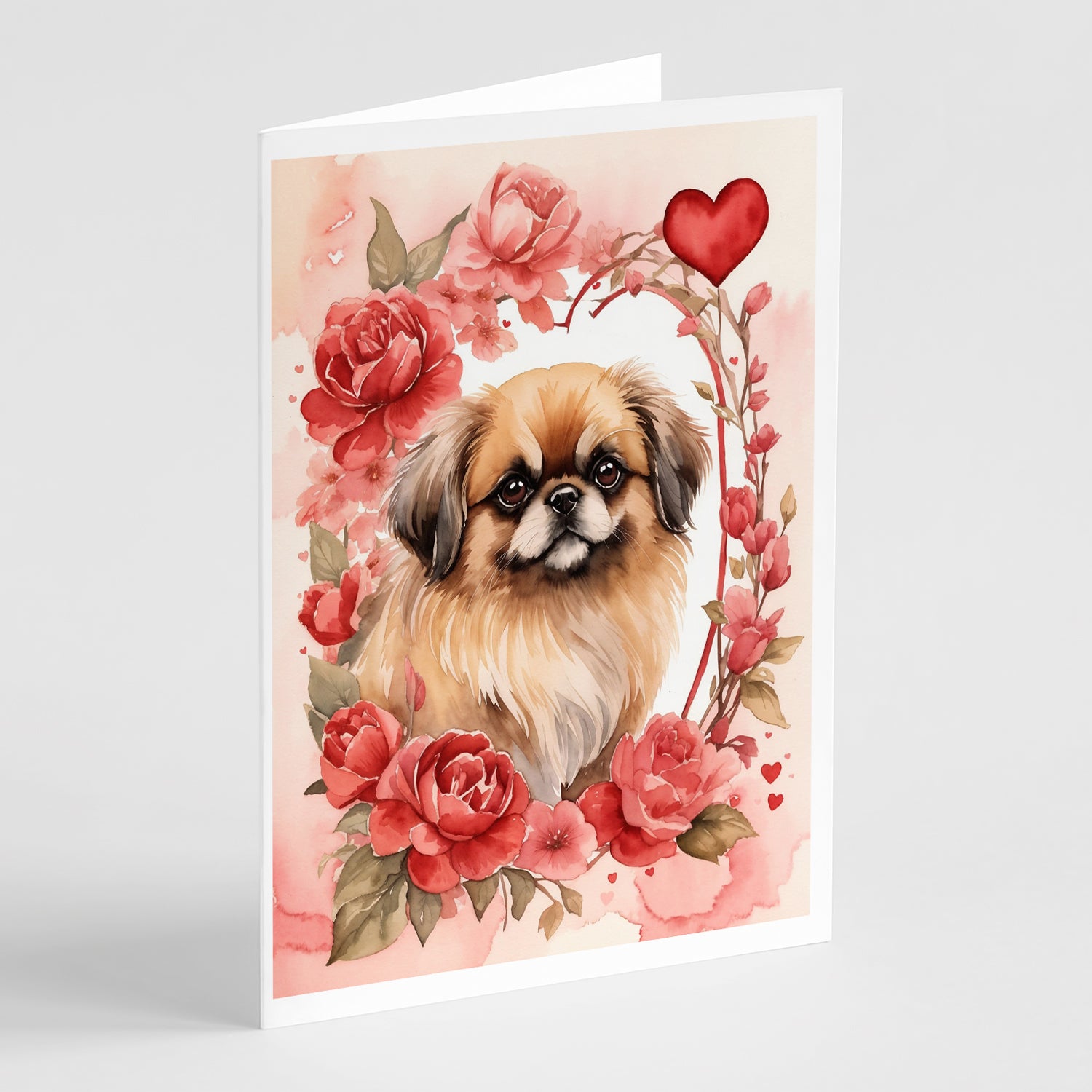 Buy this Pekingese Valentine Roses Greeting Cards Pack of 8