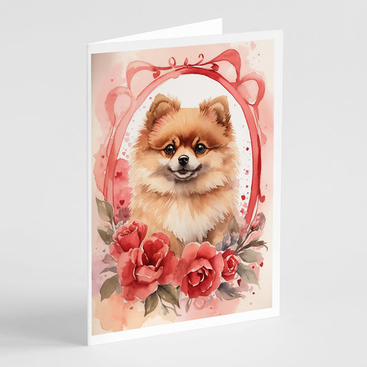 Buy this Pomeranian Valentine Roses Greeting Cards Pack of 8