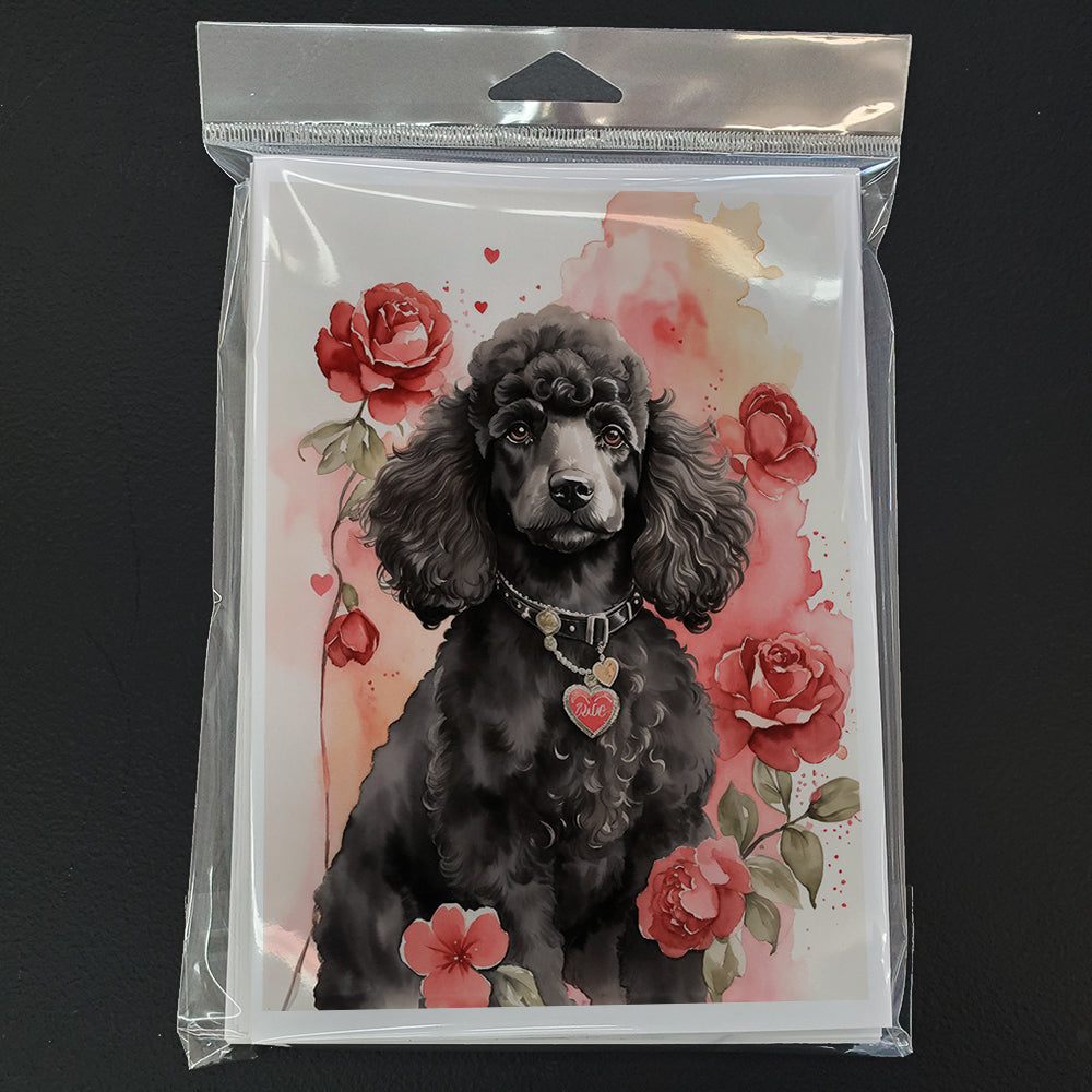 Poodle Valentine Roses Greeting Cards Pack of 8