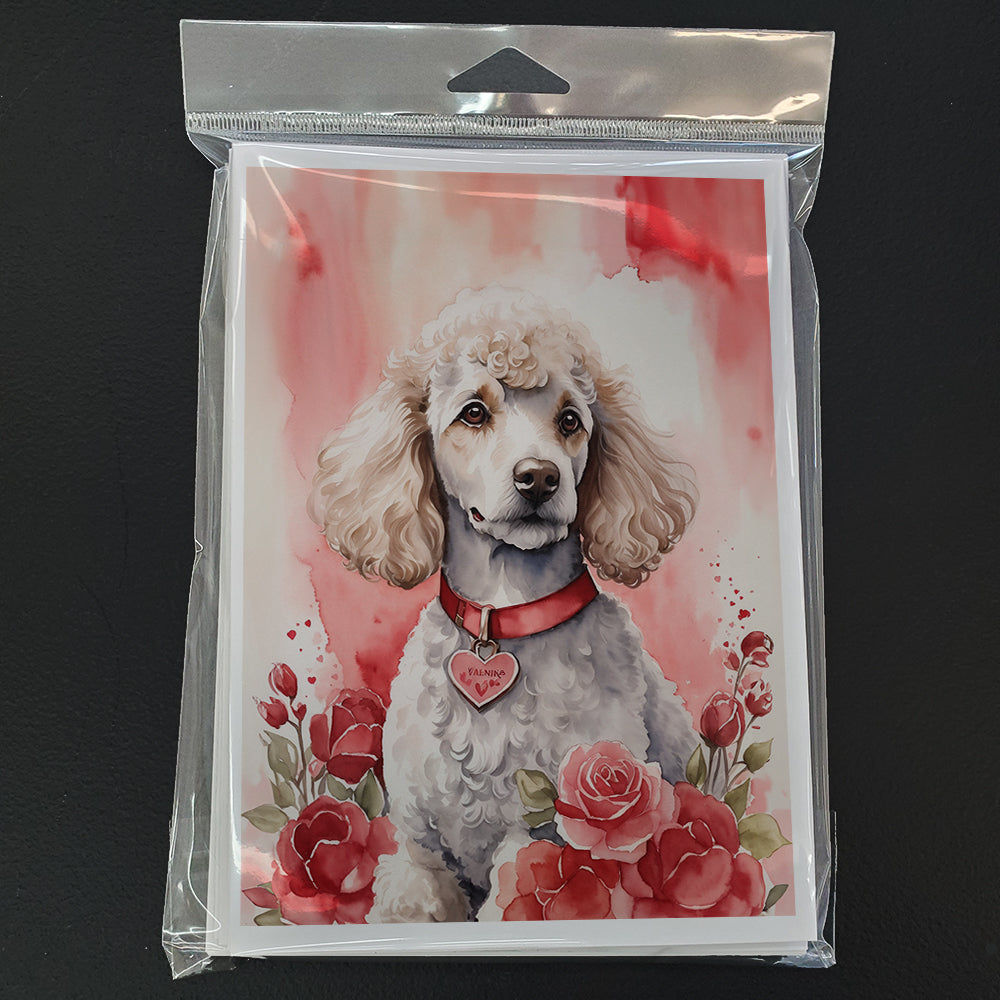 Poodle Valentine Roses Greeting Cards Pack of 8