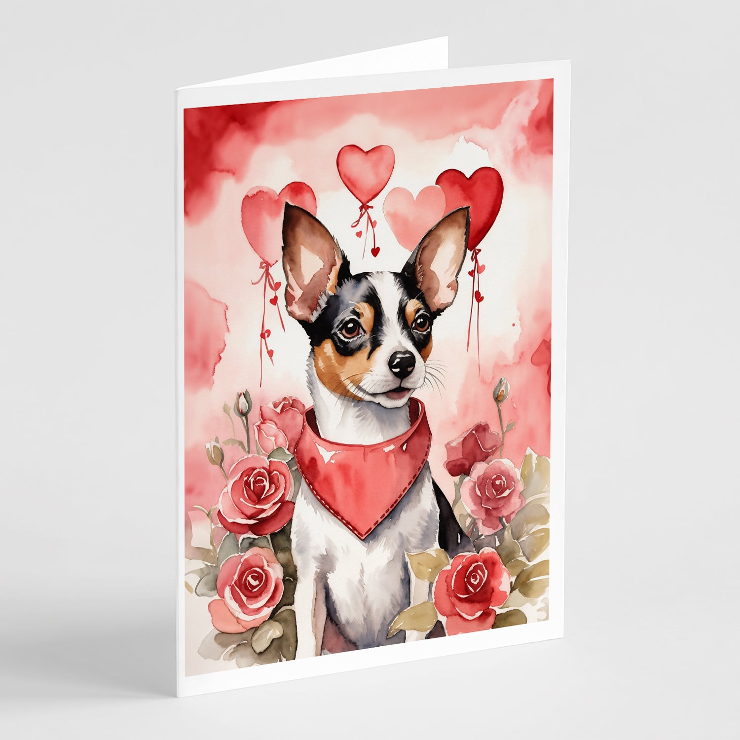 Buy this Rat Terrier Valentine Roses Greeting Cards Pack of 8