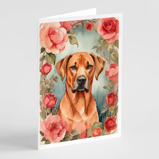 Buy this Rhodesian Ridgeback Valentine Roses Greeting Cards Pack of 8