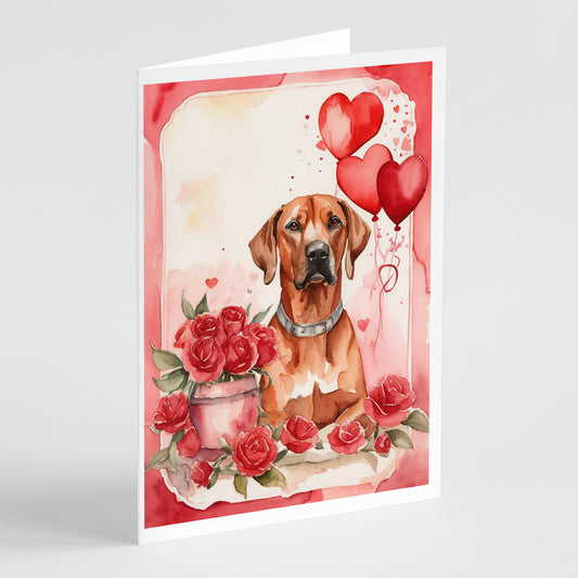 Buy this Rhodesian Ridgeback Valentine Roses Greeting Cards Pack of 8