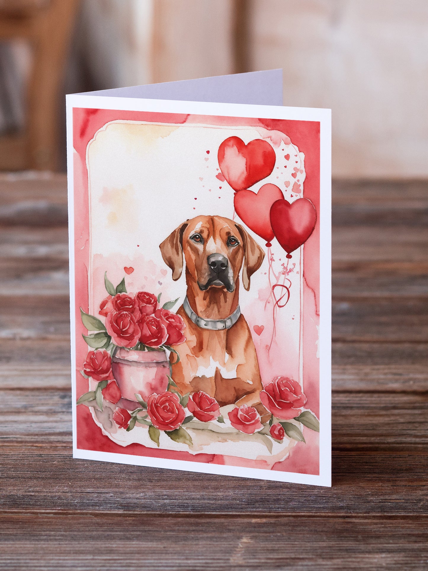 Rhodesian Ridgeback Valentine Roses Greeting Cards Pack of 8