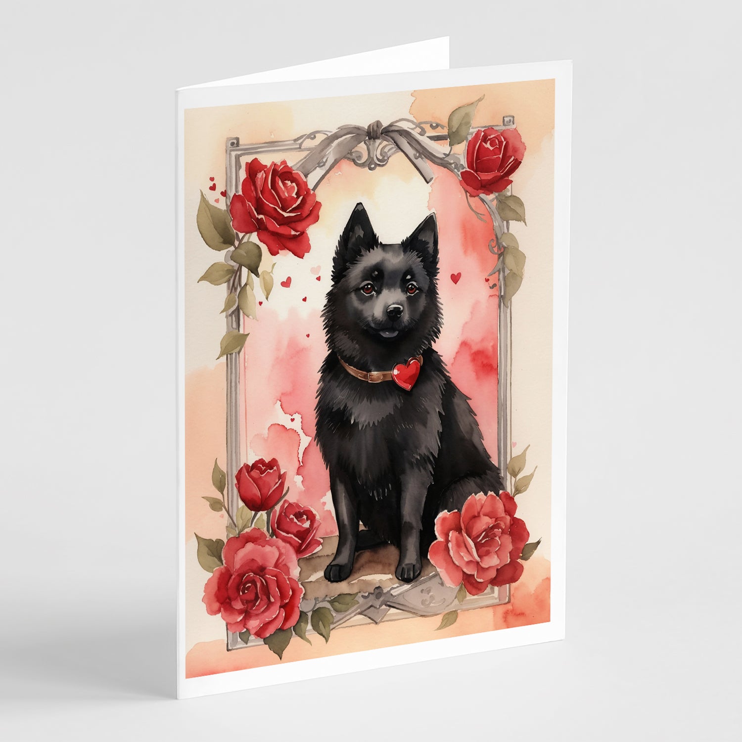 Buy this Schipperke Valentine Roses Greeting Cards Pack of 8