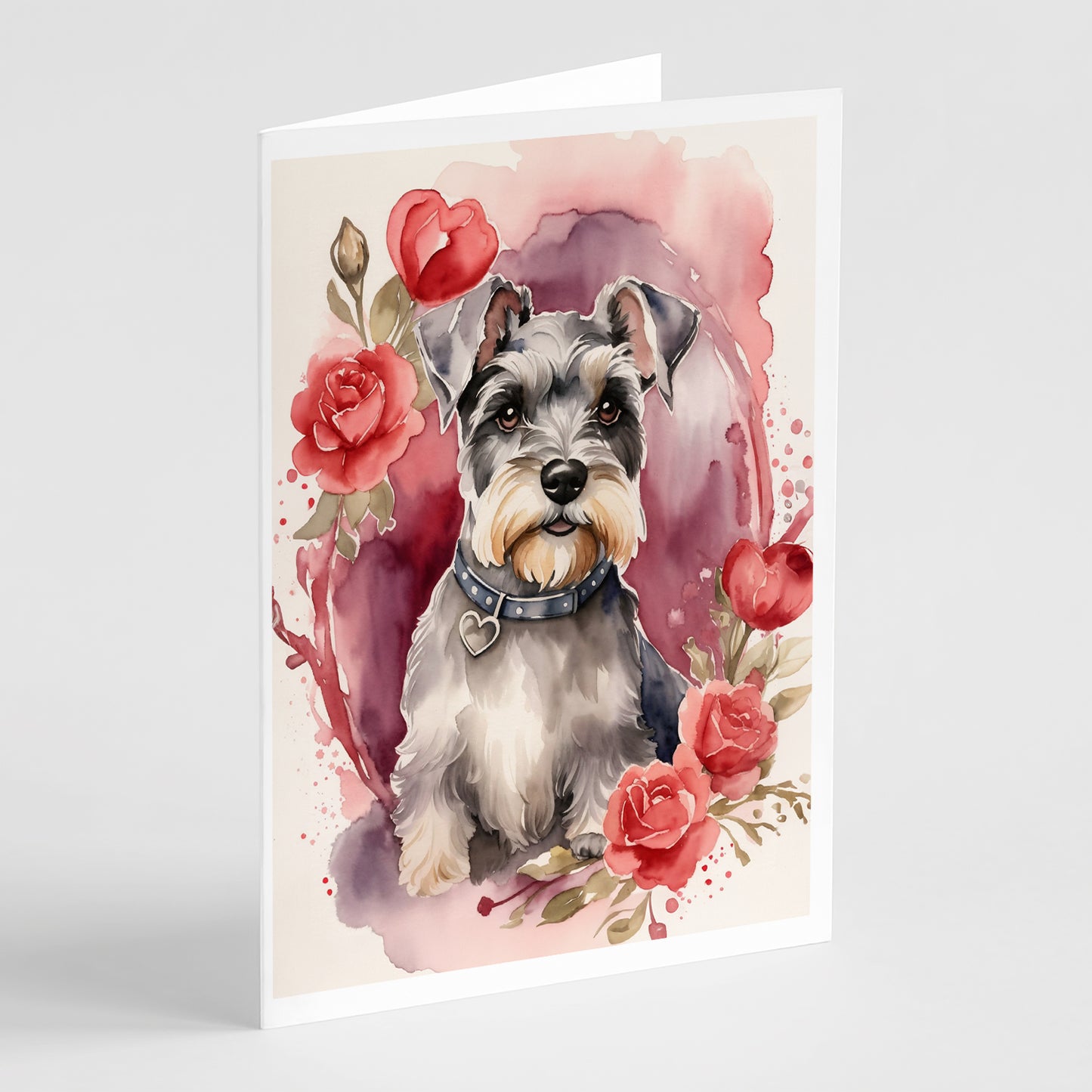 Buy this Schnauzer Valentine Roses Greeting Cards Pack of 8