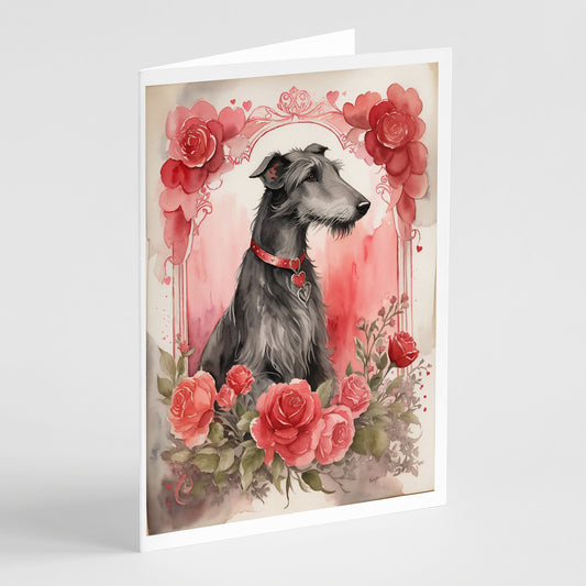 Buy this Scottish Deerhound Valentine Roses Greeting Cards Pack of 8