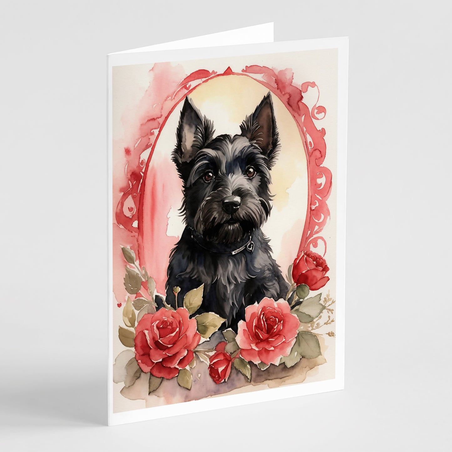 Buy this Scottish Terrier Valentine Roses Greeting Cards Pack of 8