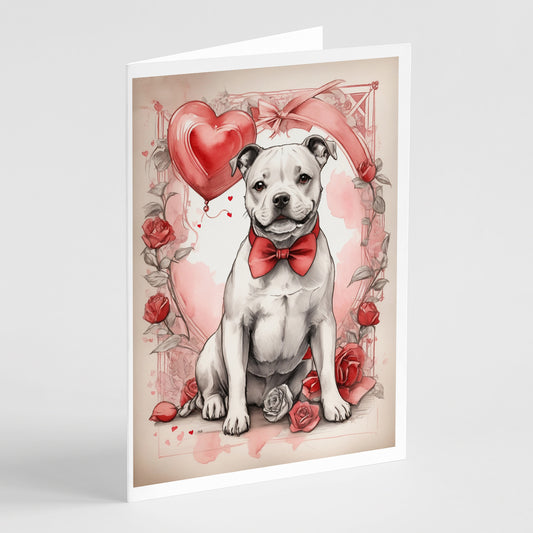 Buy this Staffordshire Bull Terrier Valentine Roses Greeting Cards Pack of 8