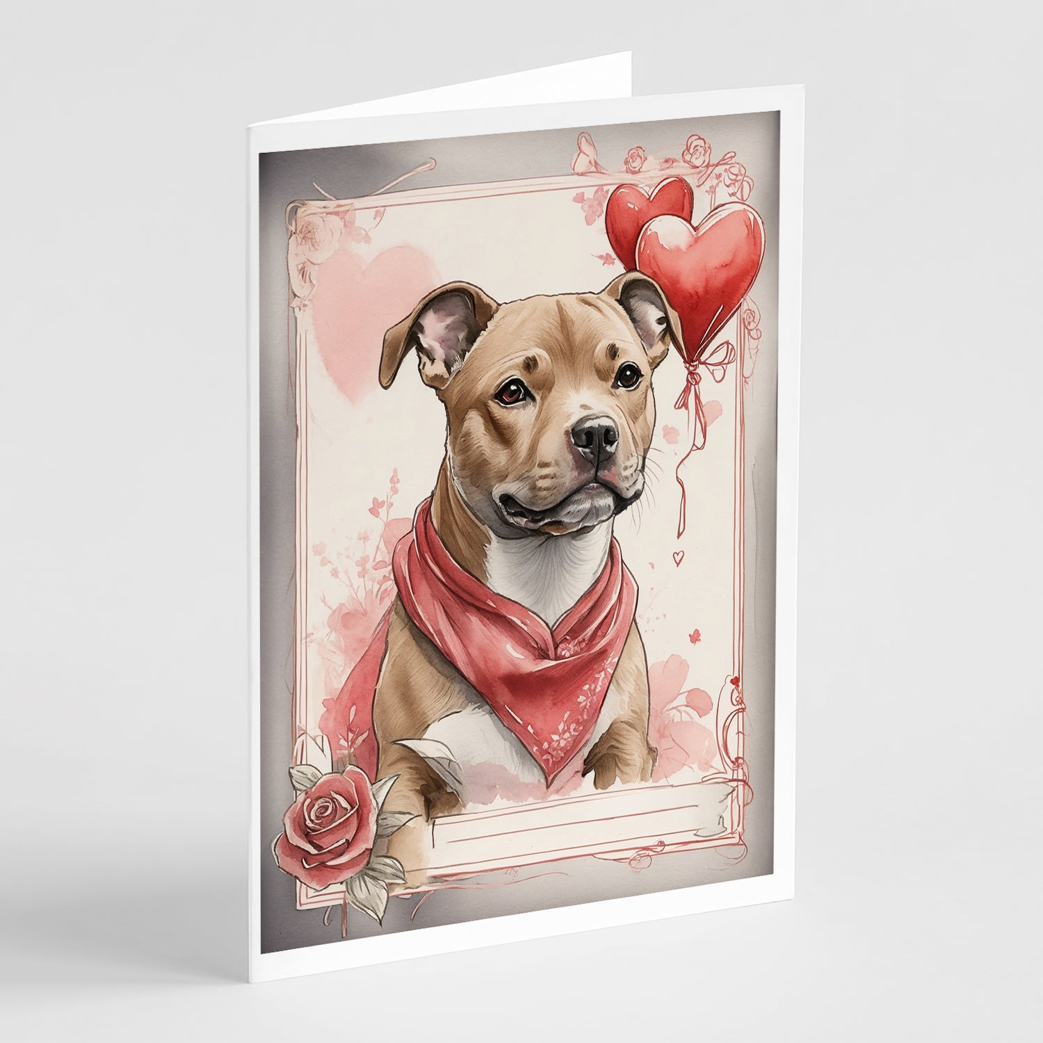 Buy this Staffordshire Bull Terrier Valentine Roses Greeting Cards Pack of 8