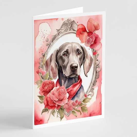 Buy this Weimaraner Valentine Roses Greeting Cards Pack of 8