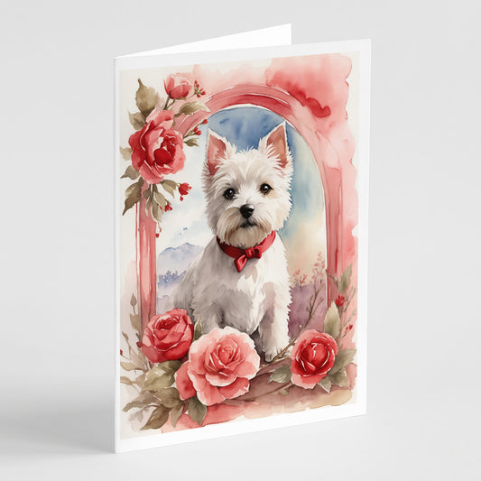 Buy this Westie Terrier Valentine Roses Greeting Cards Pack of 8