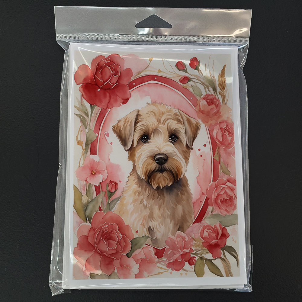 Wheaten Terrier Valentine Roses Greeting Cards Pack of 8